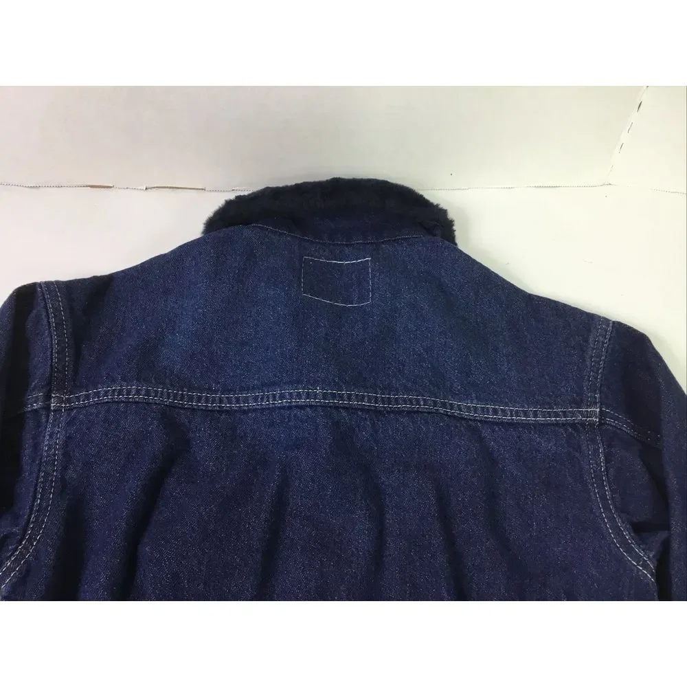 Levi Jacket‎ Child Size SP Blue Denim Collar Blue faux fur Button Kids Chest 30